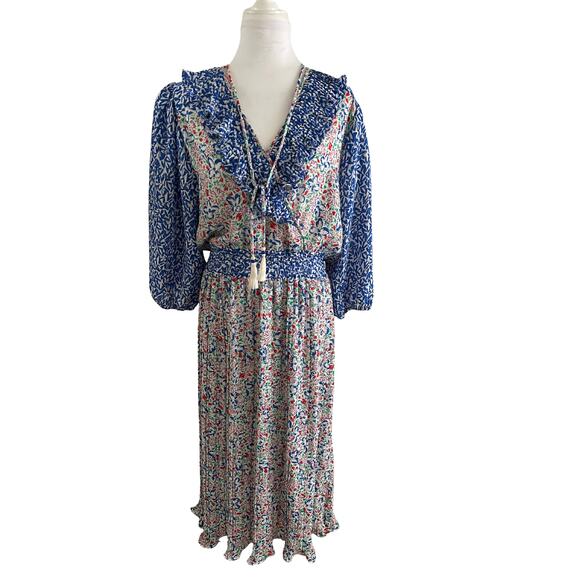 VTG Diane Freis Georgette Floral Boho Peasant Rare 80's Dress - Picture 1 of 10